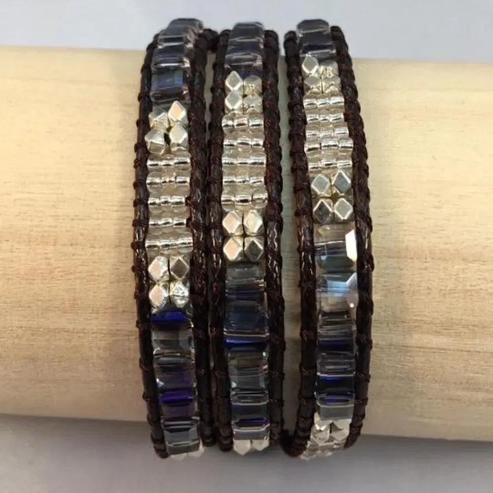 NEW Katie Soleil brown grey blue Wrap Bracelet
